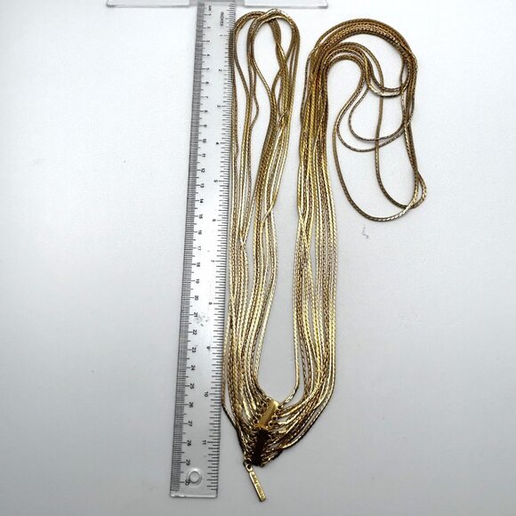 Patrizia Pepe Made in Italy Multistrand Gold Tone Chain Necklace Statement 54in - Picture 10 of 11